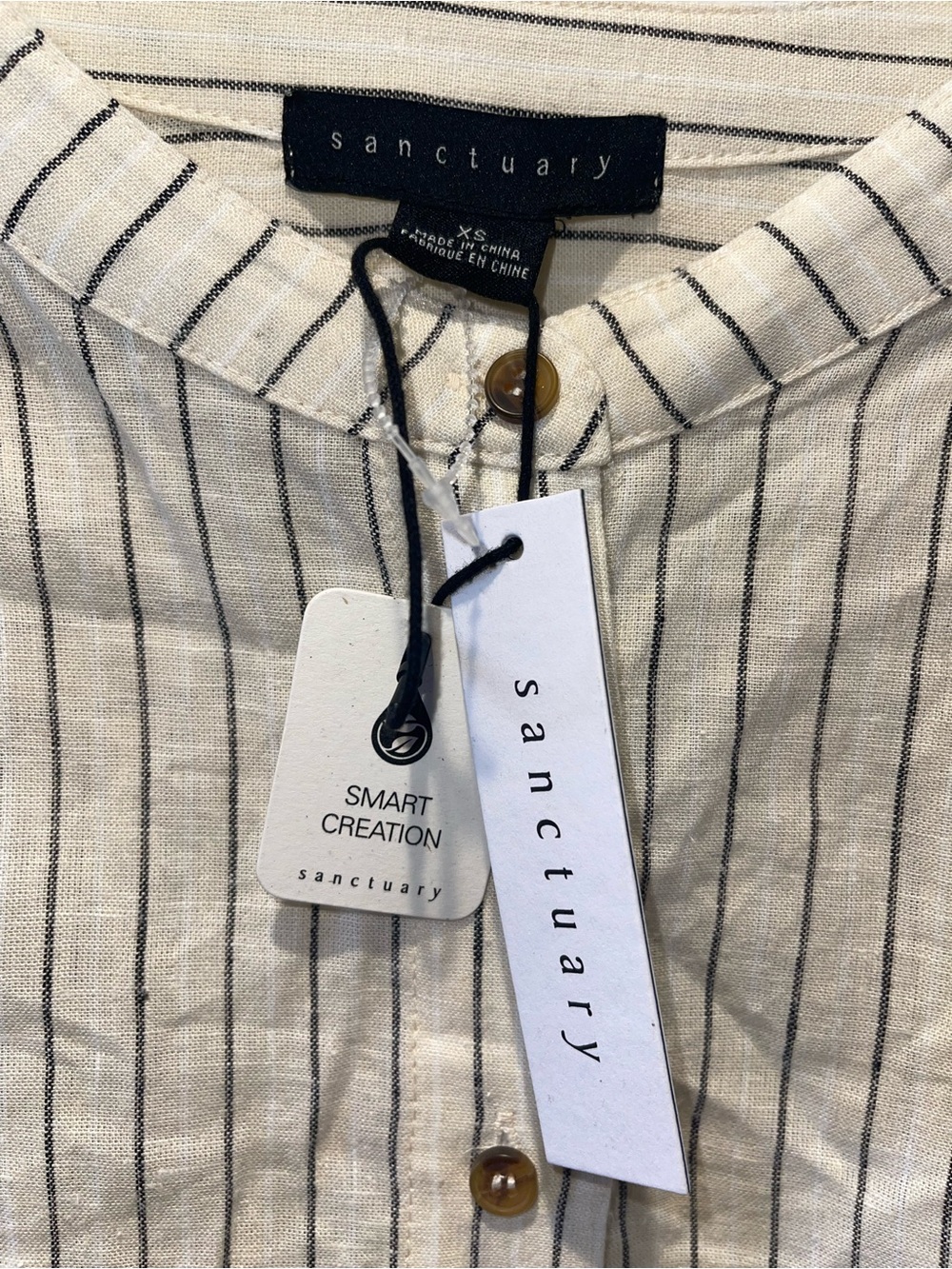 Sanctuary ‘The Femme’ Striped Button-Front Linen Top, color: Birch pinstripe - Picture 5 of 9